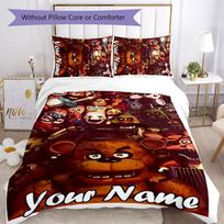 3pcs Custom Name Five Nights at Freddy's Bedding Set Duvet Cover Closure Includes 1 Duvet Cover & 2 Pillowcases for All Seasons Bedroom Decor 180cmx210cm