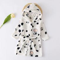 New Cartoon Kids Panda Robes Winter Baby Boy Bathrobe Sleepwear Robe For Children Flannel Hooded Pajamas Girls Homewear Clothing 140 white