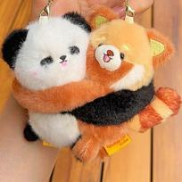 2 vnt. Magnetinė apkabinanti gyvūno raktų sagtis Kawaii pliušinis draugystės raktų pakabukas Animacinių filmukų poros pakabukai Berniukams Style 4 white