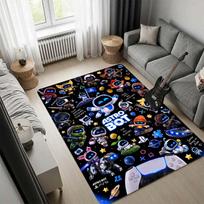 Astro Bot Game Area Rug, Baseball Robot Character Print Floor Carpet for Bedroom Living Room Game Room Decor 60x90cm( 23x35in )