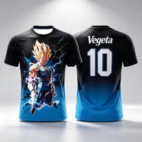 Dragon Ball Vegeta Super Saiyan Jersey T-shirt 3D Print Anime Tee Sportswear Men Women Fans Streetwear Family Matching Outfits XL black