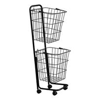 Laundry Basket with Two Levels, Lightweight Aluminum Trolley, Removable Bag, Swivel Wheels And juoda