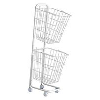 Laundry Basket with Two Levels, Lightweight Aluminum Trolley, Removable Bag, Swivel Wheels And balta