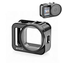 PULUZ for GoPro MISSION 1 / 1 PRO Aluminum Alloy Protective Cage with 58mm UV Lens & Lens Cover, Frame Kit with Cold Shoe Mount gray