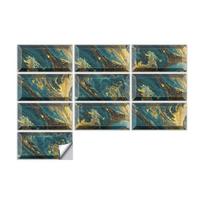 20x10cm Modernūs vandeniui atsparūs 3D plytelių lipdukai Vinilo lipdukai, lipnūs namų sienoms dekoruoti virtuvės vonios kambario lipdukai ir klijuoti lipdukai 10 lapų TP31 black