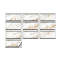 20x10cm Modernūs vandeniui atsparūs 3D plytelių lipdukai Vinilo lipdukai, lipnūs namų sienoms dekoruoti virtuvės vonios kambario lipdukai ir klijuoti lipdukai 10 lapų TP34