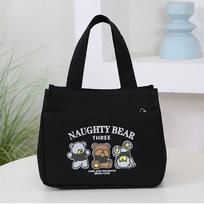 New Canvas Handbag Large Capacity Versatile Lunch Box Lunch Bag white
