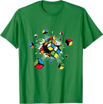 Sprogstanti rubiko kubo rubiks rubiks kubo dovana vaikams Marškinėliai Sportiniai Glaudūs Marškinėliai Klasikiniai Viršutiniai Drabužiai & Marškinėliai Medvilniniai Vyriški Laisvalaikio L green