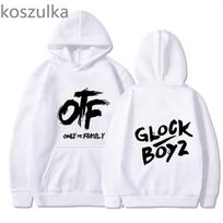 OTF letter print men's hoodie street style men and women couples universal adult autumn and winter comic pattern L white