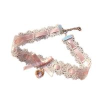 Stilingas raktikaulio karoliai su lankelio ir širdelės pakabuku Choker lankelio grandinėlė Papuošalai rožinė
