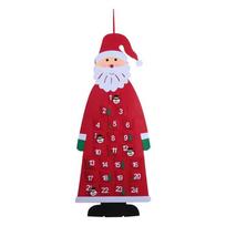 Felt Hanging Advent Calendar with 24 Pockets Reusable Countdown To Christmas Calendar for Kids Christmas Decorations Gifts 108x44cm raudona