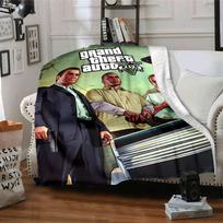 1 vnt. Grand Theft Auto minkštas flanelinis pledas su dizainerio spauda. Jaukus pledas visais metų laikais, puikiai tinkantis ant sofos, lovos, biure 80x120cm black