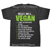 Juokinga Sarcastic Vegetarian Dovana Sveiki, Aš Esu Vegan T-shirt Grafinis Medvilninis Streetwear Trumpomis Rankovėmis Gimtadienio T-shirt Vyriški Drabužiai L gray