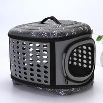 Foldable EVA Pet Outing Bag Portable Car Travel Carrier Handbag Crossbody Bag for Cats Dogs 45  38  32cm pilka
