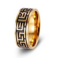 18K paauksuotas juodas vyrų žiedų rinkinys - Kilmingų papuošalų kolekcija Size 7 black