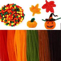 600/900 Pieces Thanksgiving Day Pipe Cleaners,  Pom Poms Pipe Cleaner Crafts for DIY Art and Craft Projects Creative Gift black