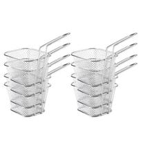 8PCS Mini Stainless Steel Fry Baskets Chips Presentation Basket Strainer Food Basket Kitchen Tool Cooking French Fries Basket