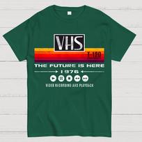 VHS- The Future Is Here Unisex 100% Cotton Geek T-shirt XXL žalia