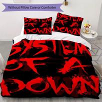 system of a down Pattern Bedding,Quilt Set Quilt Cover Pillowcase Home Birthday Gift(1 * duvet cover + 2 * pillowcase, without core)_lx 140x200cm red