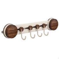 NoTool Suction Cup Hook Rack | WoodGrain, Hanger with Hooks, for Kitchen 4 Hooks balta