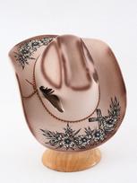 Western Cowboy Hat Women's Large Edge Felt Hat Flower Imitation Embroidery Feather Rivet Decorative Top Hat Party Performance Hat M（56-58cm） beige