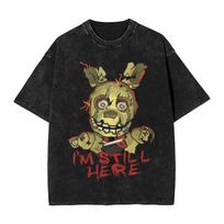 Oversized Washed T Shirt Five Nights At Freddys Springtrap Jumbo Cotton T Shirts  Leisure Tee Shirt For Male Summer Pattern Tees L black