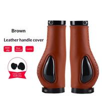 2Pcs Liquid Silicone Bike Grips Lock-On Bicycle Handlebar Grips Shock Absorbing Soft Handle Grip Pu Leather Road Cycling Grips A4 brown