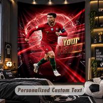 TapestryCristiano Ronaldo Custom Name Text Personalized Wall Hanging Tapestry Home Wall Decor 100cmx150cm red