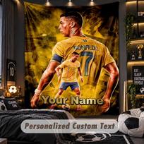 TapestryCristiano Ronaldo Custom Name Text Personalized Wall Hanging Tapestry Home Wall Decor 100cmx150cm brown