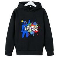 Rainbow Friends New Boys' Hoodies Game Cartoon Print Children's Spring Autumn Winter Long Sleeve Sweatshirt Cute Girls Hoodies 160 black