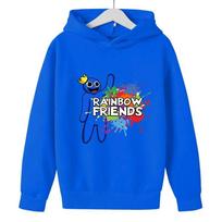 Rainbow Friends New Boys' Hoodies Game Cartoon Print Children's Spring Autumn Winter Long Sleeve Sweatshirt Cute Girls Hoodies 160 blue