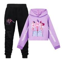 Kpop Demon Hunters Kids Sportswear Set With Cotton Fabric For Active Play 130cm violetinė