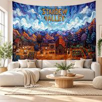 Stardew Valley Wall Tapestry Home Decor Hanging Cloth Art Background Tapestry for Bedroom 100cmx150cm brown