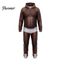 Breathable Festival Clothing Men 3D Ugly Onesie, Adult Christmas Halloween Costume, Oktoberfest Funny Belly Print Theme Party Wear Romper, Long Sleeve M D brown