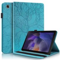 Funda For Samsung Tab A11 Plus Case 11 inch Emboss Tree PU Leather Wallet Flip Cover For Coque Galaxy Tab A11 Plus Case SM-X230 A11 Plus (11 inch) mėlyna