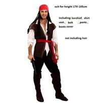 Piratas Karibų piratai Cosplay Kapitonas Jackas Sparrow Kostiumas Vyrai Moterys Moteriškas Vyriškas Moteriškas Karnavalas Helovinas Seksualus Rinkinys One Size black