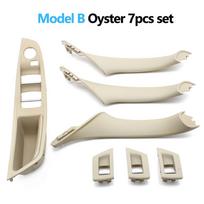 7 dalių komplektas LHD Interjero porankio durų rankenos panelės vidinės apdailos dangtelis BMW 5 serijos F10 F11 F18 520i 523i 525i 528i Model B Oyster beige