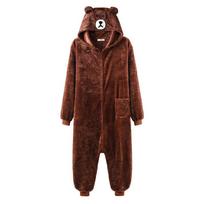Unisex Bear Kigurumis Užtrauktukas Animal Onesie Moterų Vyrų Suaugusiųjų Pora Juokingas Kombinezonas Flanelinis Šiltas Minkštas Animacinis Žiemos miegui XL black