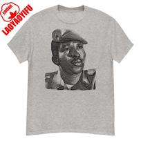 Thomas Sankara Silhouette Socialist Anti-Imperialist Pan-African T-Shirt Summer Breathable Camisetas Nostalgia T Shirt L gray