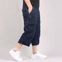 Cargo Shorts Vyriški vasariniai laisvalaikio kelių kišenių šortai Masculino Vyriški kombinezonai Military solidžiai trumpos kelnės XL tamsiai mėlyna spalva