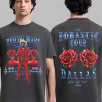 Bruno Marsas Romantiškas 2026 m. Turas Marškinėliai Vyrams Moterims Vasariniai Medvilniniai Y2K Drabužiai Hip-hopas Apvalus Kaklas Trumpomis Rankovėmis Viršus Gatvės Stiliaus S gray