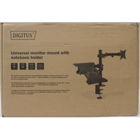 IŠPARDAVIMAS. DIGITUS Universal Monitor Mount with Notebook Holder | Digitus Desk Mount | DA-90436 | Tilt, swivel, height adjustment, rotate | Maximum weight (capacity) 9 kg | PAŽEISTA PAKUOTĖ, SUBRĖŽTAS | Black | DA-90436SO