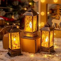 Christmas Decoration Wind Lantern Set Boxed Christmas Small Wind Lantern Desktop Decoration Christmas Gift brown