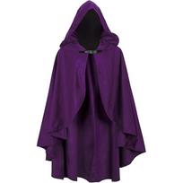Viduramžių aksominis apsiaustas su gobtuvu Helovino, Cosplay ir Fantazijos vaidmenų žaidimams violetinė
