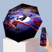 Miraculous Ladybug Printed 5?Fold Mini Umbrella 8?Rib Windproof Compact Umbrella For Women Pocket Carry blue