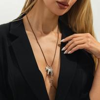 New Creative Sliver Color Pony Pendant Choker Necklace for Women Trendy Retro Adjustable Rope Chain Couple Neck Accessories Color 1 brown