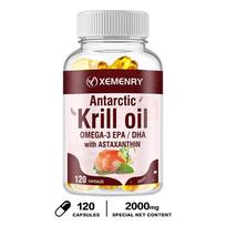 XEMENRY Antarctic Krill Oil Softgels 120 Count — Omega 3 EPA & DHA with Astaxanthin 120*1