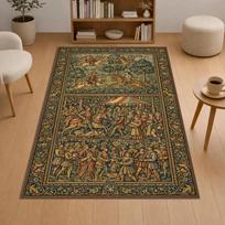 Gustav Klimt 'The Kiss' Art Rug Famous Paintings Gold Accent Decor Wall Hanging Carpets 50x80cm yellow