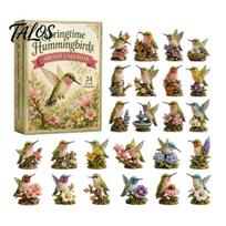 Festive Party Supplies 2026 Hummingbird Advent Calendar, 24-Day Acrylic Ornament Set with Bird Figure Holiday Favors Countdown, Christmas Tree Hanging A beige