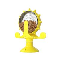 Funny Cats Feeder Toy Teasing Leak Treat Interactive Puzzle Toy for Indoor Kittens Food Leaking Kibble Feeder Toy geltona